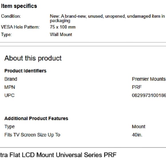 Ultra Flat LCD Mount 10" - 40" TV - Picture 3 of 3